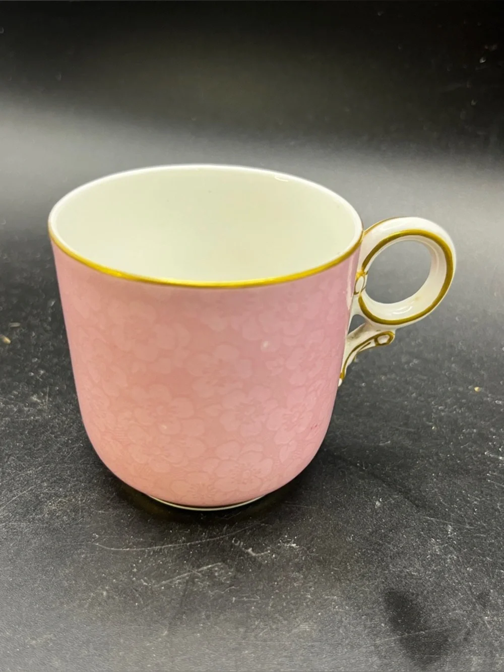 Antique Royal Worcester Pink  Cup Late 1890s Gold Trim Handle Patent